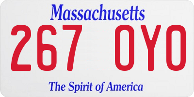 MA license plate 267OY0