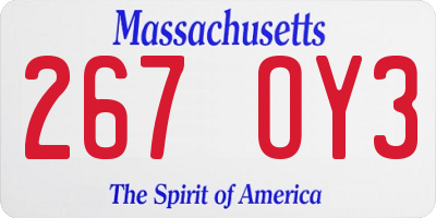 MA license plate 267OY3