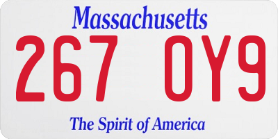 MA license plate 267OY9