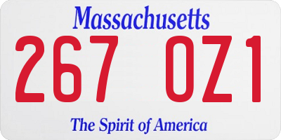 MA license plate 267OZ1