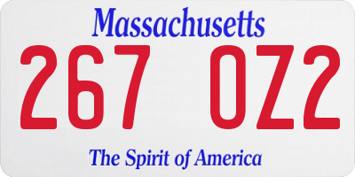 MA license plate 267OZ2