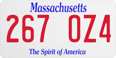 MA license plate 267OZ4