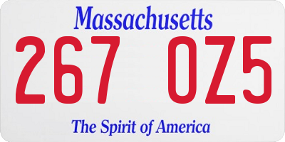 MA license plate 267OZ5