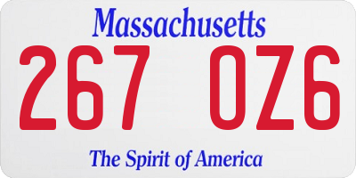 MA license plate 267OZ6