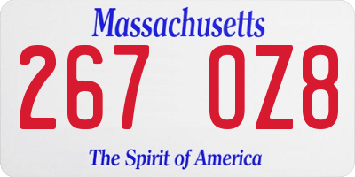 MA license plate 267OZ8