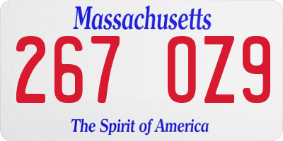 MA license plate 267OZ9