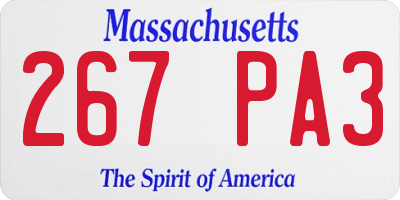 MA license plate 267PA3