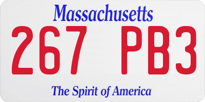 MA license plate 267PB3