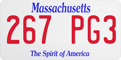 MA license plate 267PG3