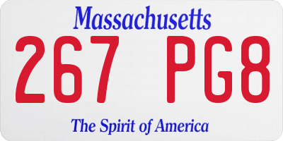 MA license plate 267PG8