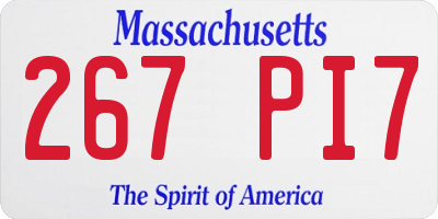 MA license plate 267PI7