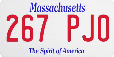 MA license plate 267PJ0