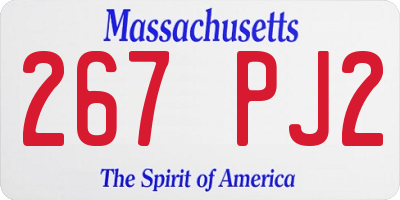 MA license plate 267PJ2