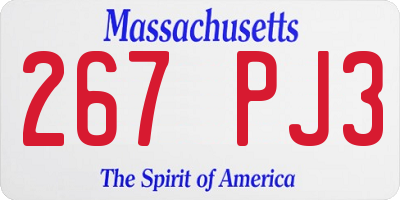 MA license plate 267PJ3