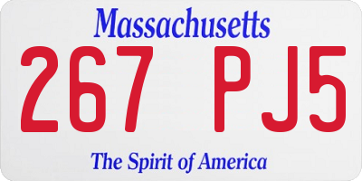 MA license plate 267PJ5
