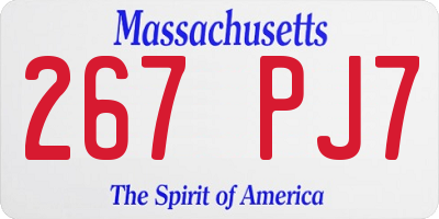 MA license plate 267PJ7