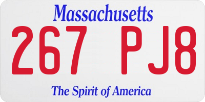 MA license plate 267PJ8