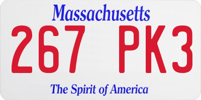 MA license plate 267PK3
