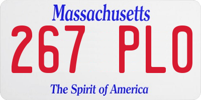 MA license plate 267PL0