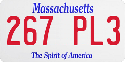 MA license plate 267PL3