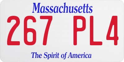 MA license plate 267PL4