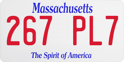MA license plate 267PL7