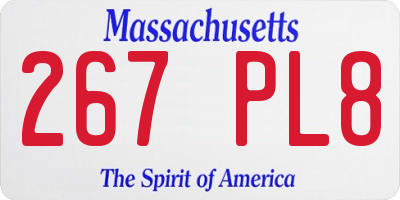 MA license plate 267PL8