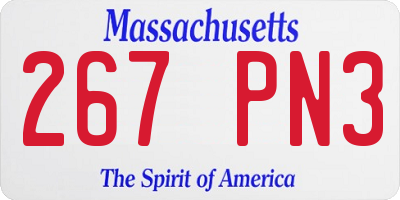 MA license plate 267PN3