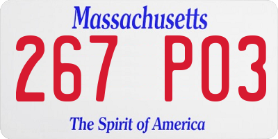 MA license plate 267PO3