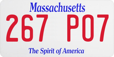 MA license plate 267PO7