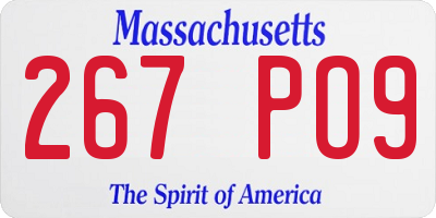 MA license plate 267PO9