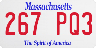 MA license plate 267PQ3
