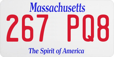 MA license plate 267PQ8