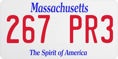 MA license plate 267PR3