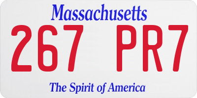 MA license plate 267PR7