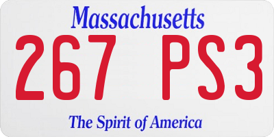 MA license plate 267PS3