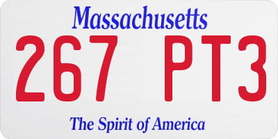 MA license plate 267PT3