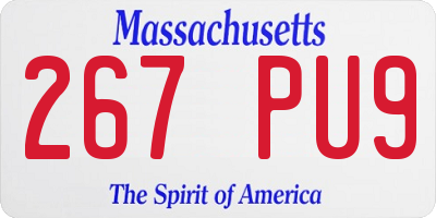 MA license plate 267PU9