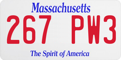 MA license plate 267PW3