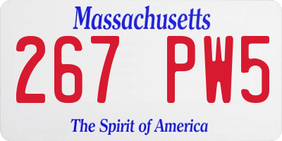 MA license plate 267PW5