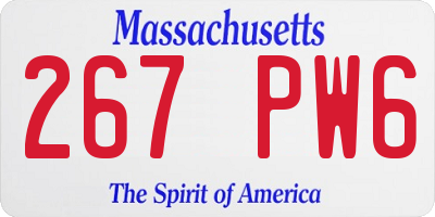 MA license plate 267PW6