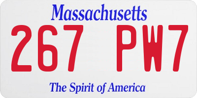 MA license plate 267PW7