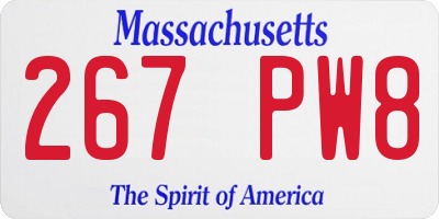 MA license plate 267PW8