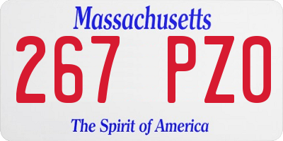 MA license plate 267PZ0
