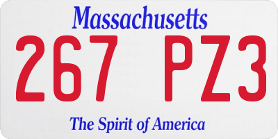 MA license plate 267PZ3