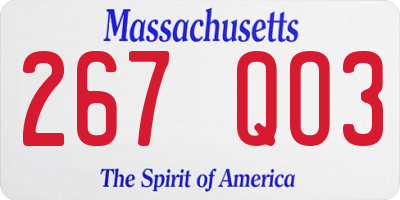 MA license plate 267QO3
