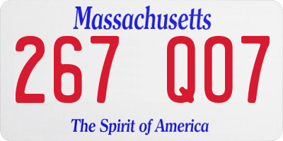 MA license plate 267QO7