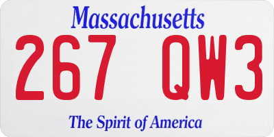MA license plate 267QW3