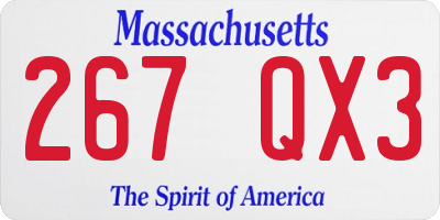 MA license plate 267QX3