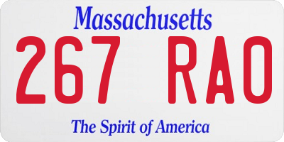 MA license plate 267RA0